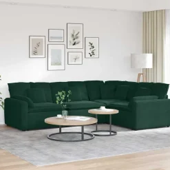 vidaXL Modulaire bank met kussens fluweel donkergroen