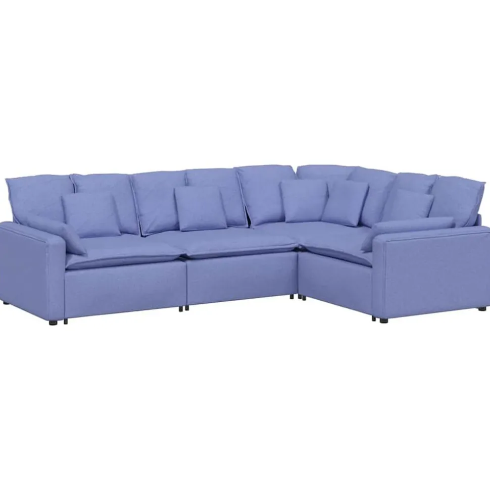 vidaXL Modulaire bank met kussens stof jeansblauw
