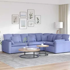 vidaXL Modulaire bank met kussens stof jeansblauw