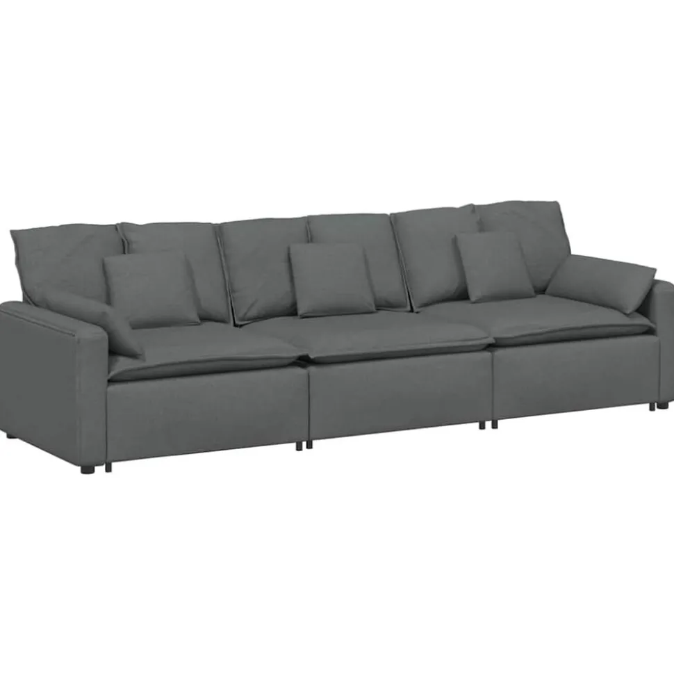 vidaXL Modulaire bank met kussens donkergrijs