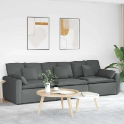 vidaXL Modulaire bank met kussens donkergrijs