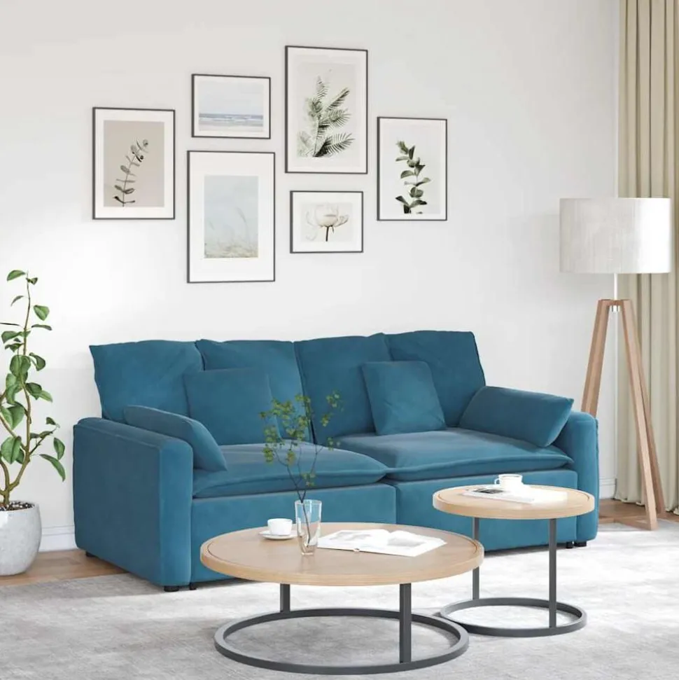 vidaXL Modulaire bank met kussens blauw