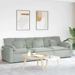 vidaXL Modulaire bank met kussens lichtgrijs