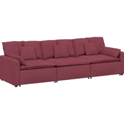 vidaXL Modulaire bank met kussens wijnrood