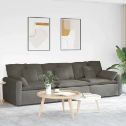 vidaXL Modulaire bank met kussens lichtgrijs