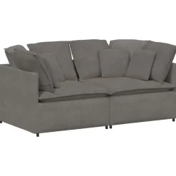 vidaXL Modulaire bank met kussens corduroy stof lichtgrijs