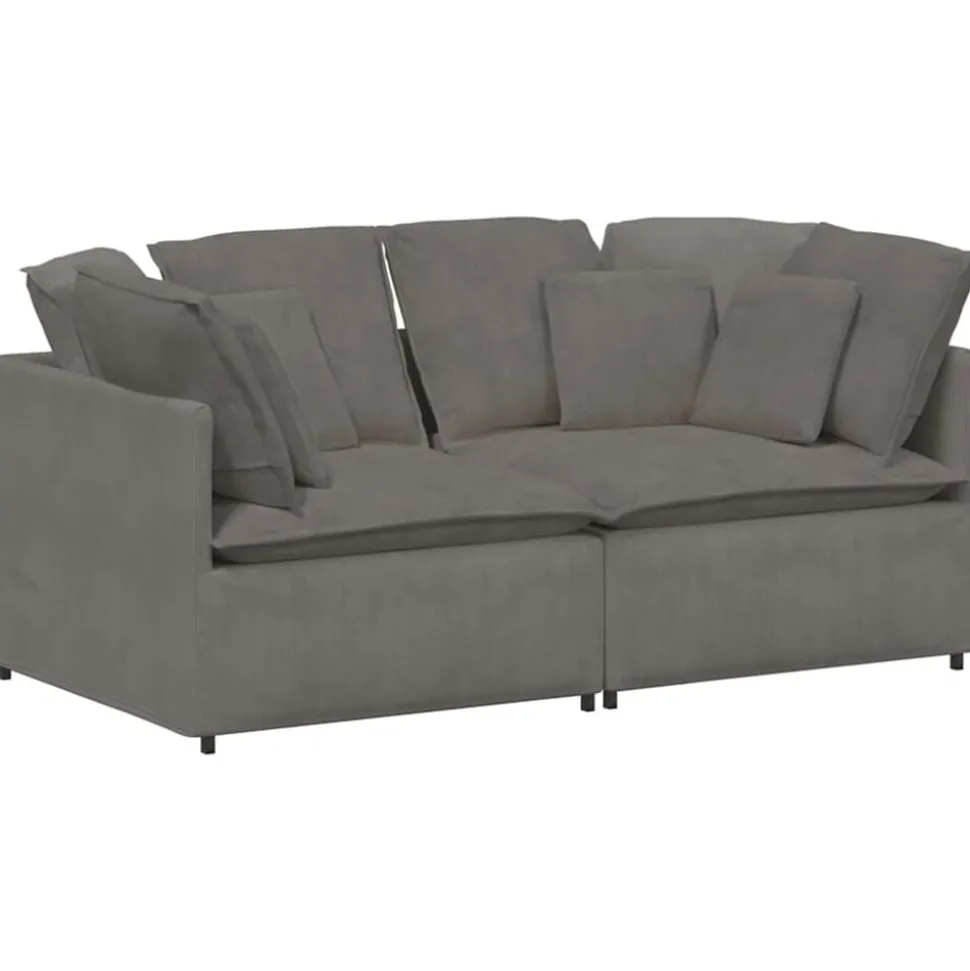 vidaXL Modulaire bank met kussens corduroy stof lichtgrijs