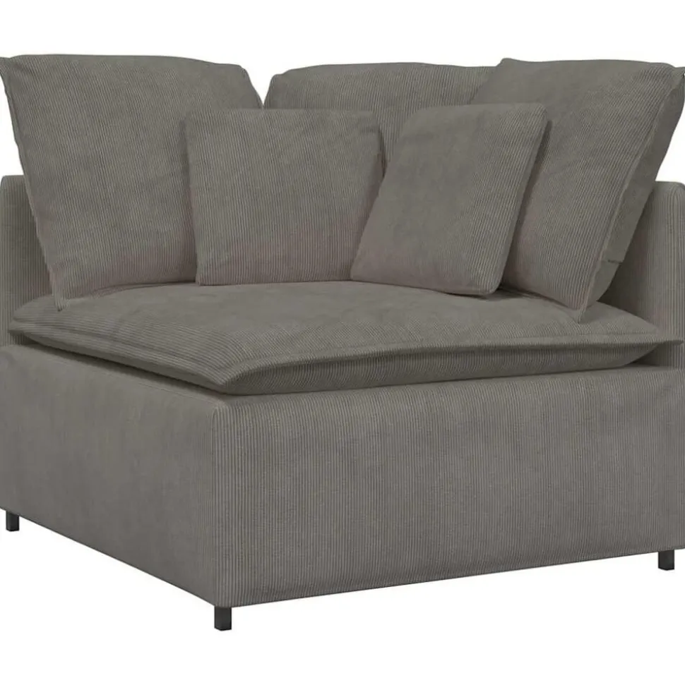 vidaXL Modulaire bank met kussens corduroy stof lichtgrijs