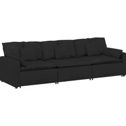 vidaXL Modulaire bank met kussens zwart