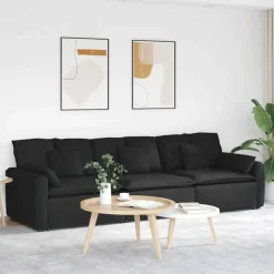 vidaXL Modulaire bank met kussens zwart