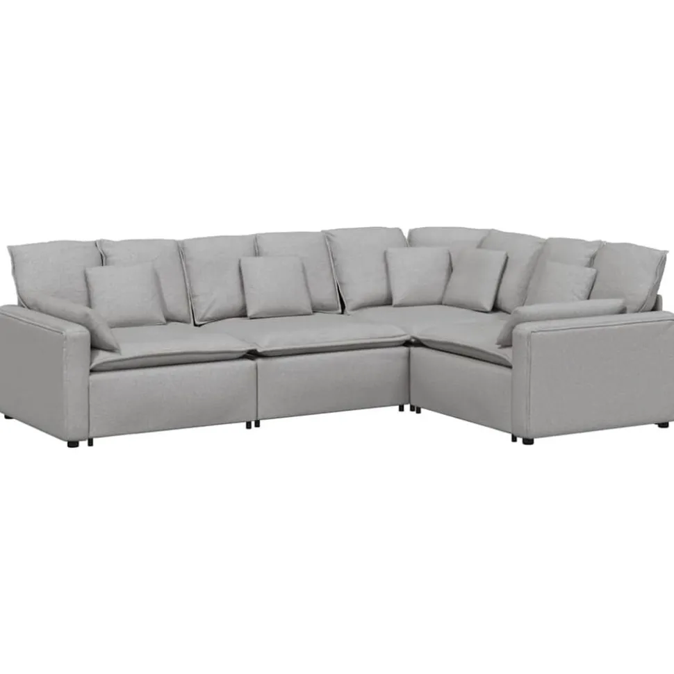 vidaXL Modulaire bank met kussens stof wolk grijs