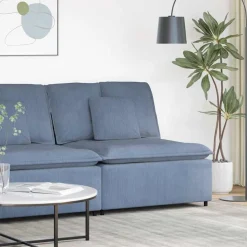 vidaXL Modulaire bank middenmodule met kussens 100 cm blauw