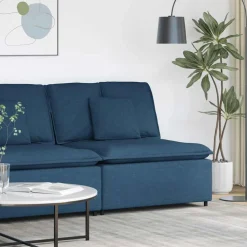 vidaXL Modulaire bank middenmodule met kussens 100 cm blauw