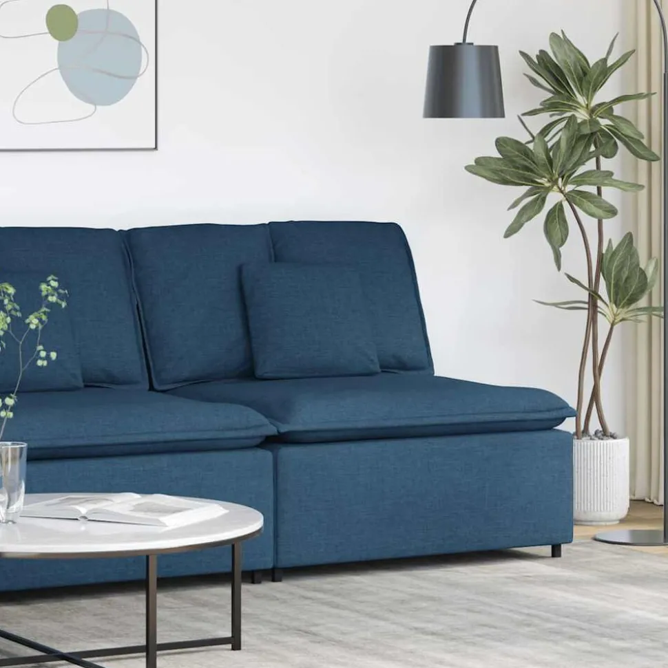vidaXL Modulaire bank middenmodule met kussens 100 cm blauw