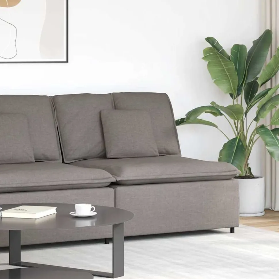 vidaXL Modulaire bank middenmodule met kussens 100 cm taupe