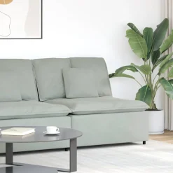 vidaXL Modulaire bank middenmodule met kussens 100 cm lichtgrijs