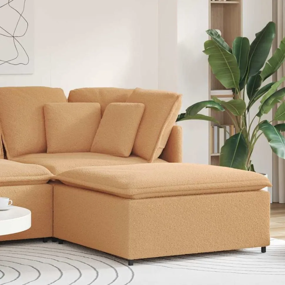 vidaXL Modulaire bank voetenbank module beige 100x100x48 cm