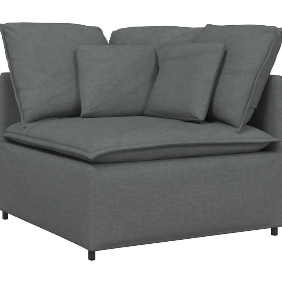vidaXL Modulaire hoekbank met kussens 100 cm donkergrijs