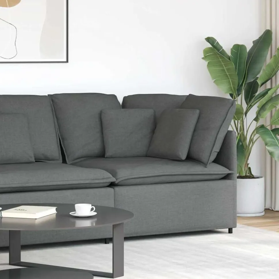 vidaXL Modulaire hoekbank met kussens 100 cm donkergrijs