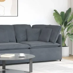 vidaXL Modulaire hoekbank met kussens 100 cm donkergrijs