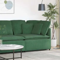vidaXL Modulaire hoekmodule bank met kussens 100 cm donkergroen