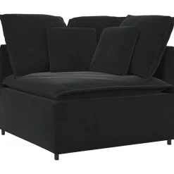 vidaXL Modulaire hoekmodule bank met kussens 100 cm zwart