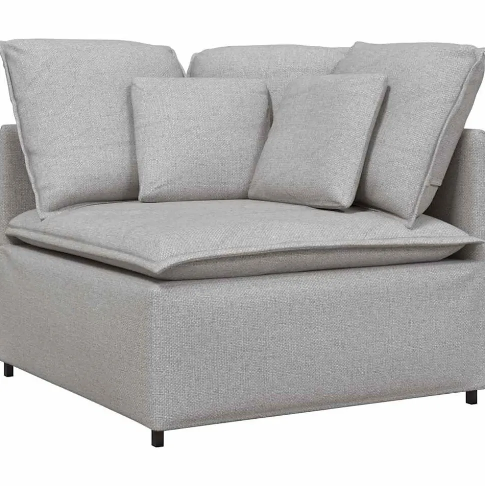 vidaXL Modulaire hoekmodule bank met kussens 100 cm wolk grijs