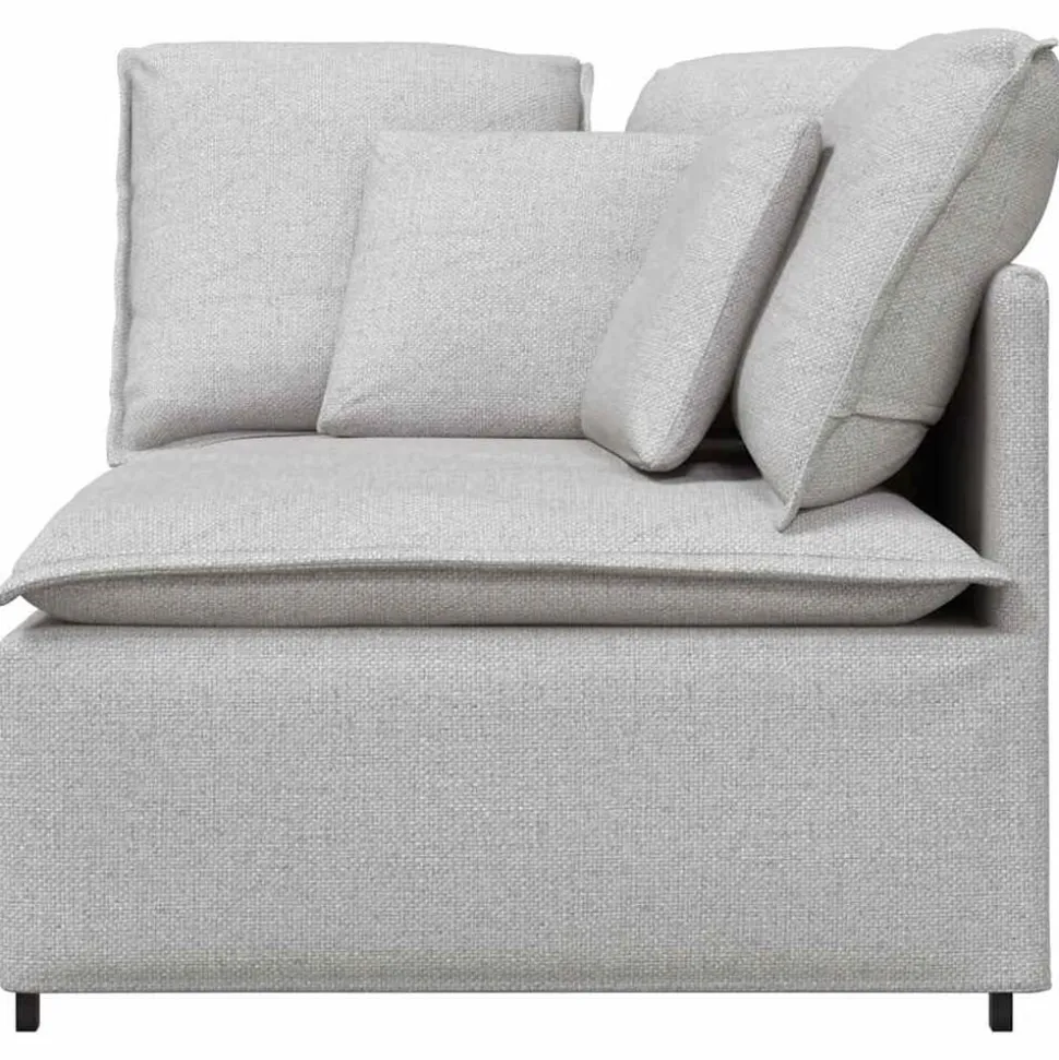 vidaXL Modulaire hoekmodule bank met kussens 100 cm wolk grijs