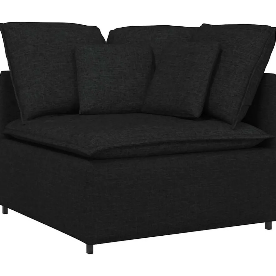 vidaXL Modulaire hoekmodule bank met kussens 100 cm zwart