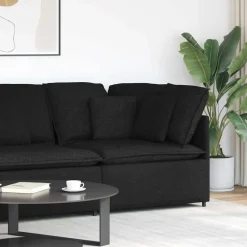 vidaXL Modulaire hoekmodule bank met kussens 100 cm zwart