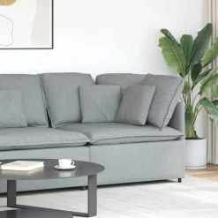 vidaXL Modulaire hoekmodule bank met kussens 100 cm lichtgrijs