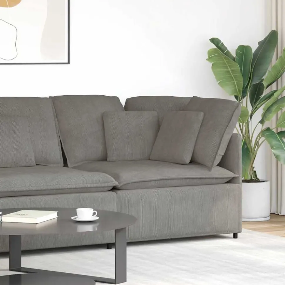 vidaXL Modulaire hoekmodule bank met kussens 100 cm lichtgrijs