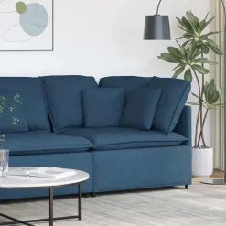 vidaXL Modulaire hoekmodule bank met kussens 100 cm blauw