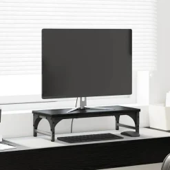 vidaXL Monitor Stand Zwart Eiken 55 x 23 x 14 cm Bewerkt hout