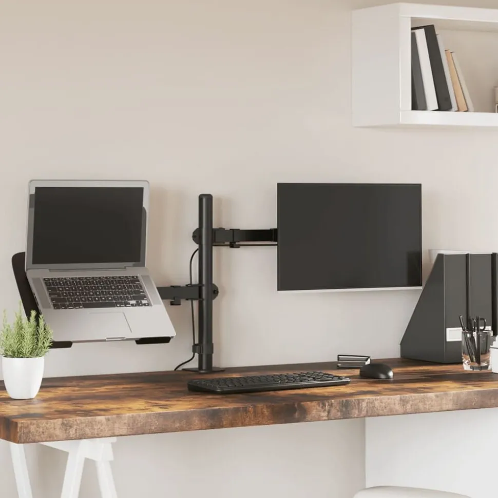 vidaXL Monitorbeugel VESA 75/100 mm zwart staal