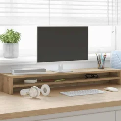 vidaXL Monitorstandaard Artisan Eikenhout 100x24x13 cm