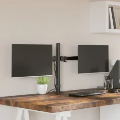 vidaXL Monitorstandaard dubbel VESA 75/100 mm staal zwart
