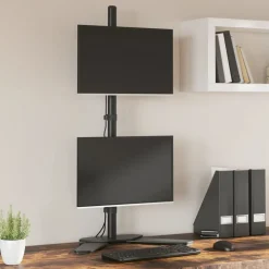 vidaXL Monitorstandaard dubbel VESA 75/100 mm staal zwart