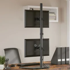vidaXL Monitorstandaard dubbel VESA 75/100 mm staal zwart