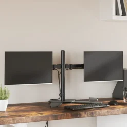 vidaXL Monitorstandaard dubbel VESA 75/100 mm staal zwart