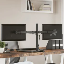vidaXL Monitorstandaard dubbel VESA 75/100 mm staal zwart