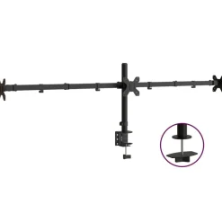 vidaXL Monitorstandaard drieubbel VESA 75/100 mm staal zwart