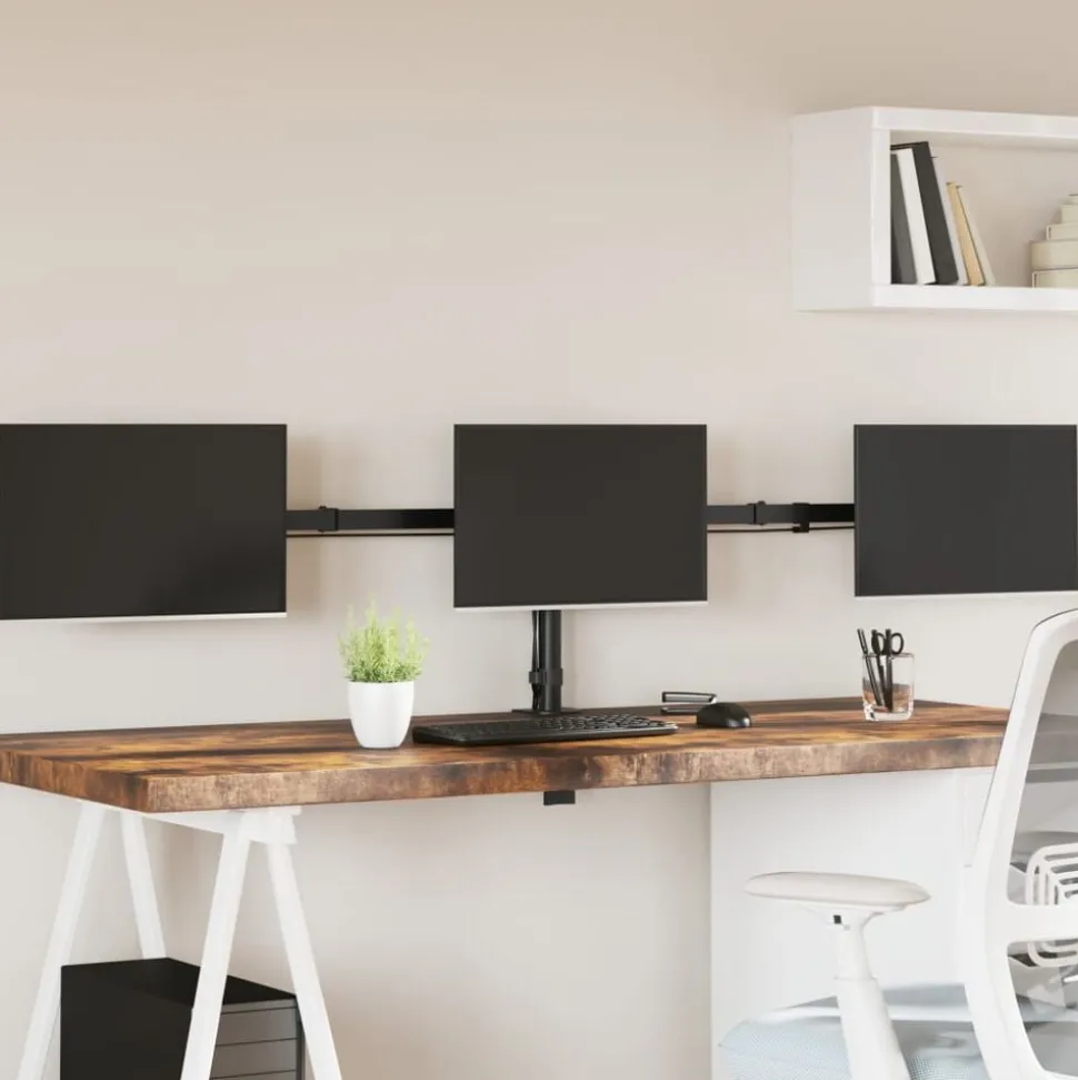 vidaXL Monitorstandaard drieubbel VESA 75/100 mm staal zwart