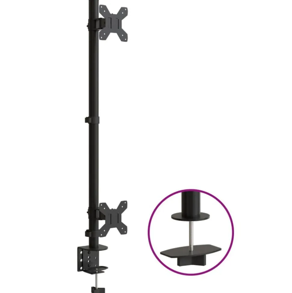 vidaXL Monitorstandaard dubbel VESA 75/100 mm staal zwart