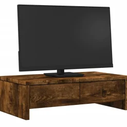 vidaXL Monitorstandaard met lades 50x27x15 cm hout gerookt eikenkleur