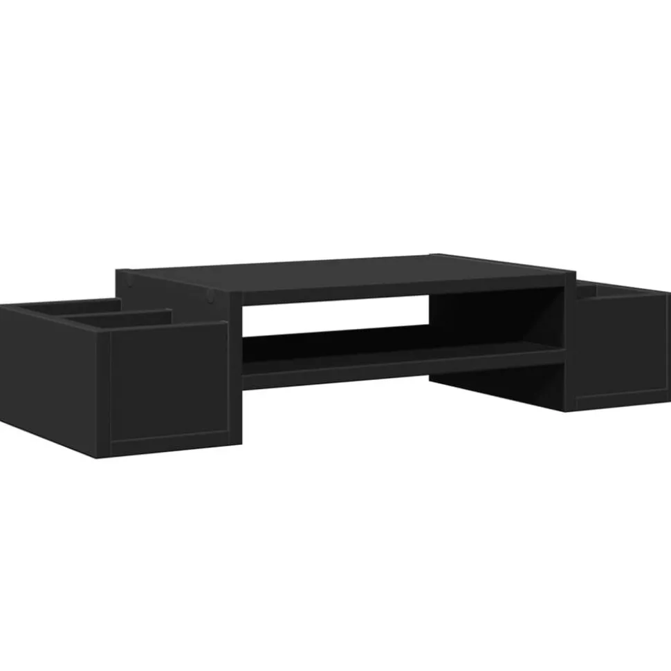 vidaXL Monitorstandaard met opbergruimte 70x27x15 cm hout zwart