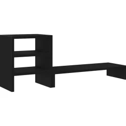 vidaXL Monitorstandaard met bureau-organizer, zwart eikenhout