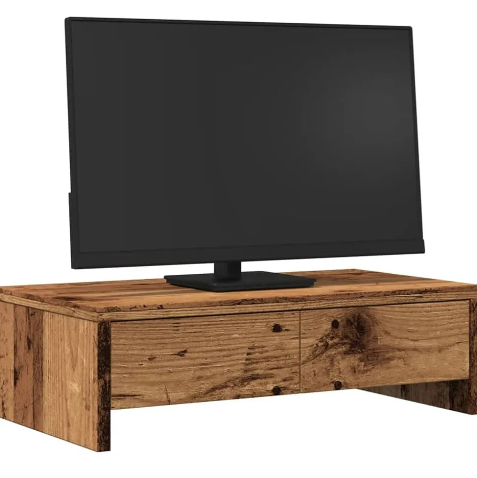 vidaXL Monitorstandaard met lades 50x27x15 cm bewerkt hout oud hout