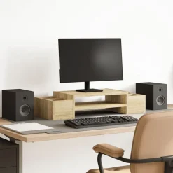 vidaXL Monitorstandaard met opbergruimte 70x27x15 cm hout sonoma eiken