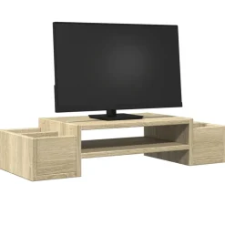 vidaXL Monitorstandaard met opbergruimte 70x27x15 cm hout sonoma eiken